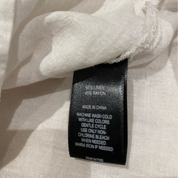 Harve Bénard Tunic White Long VNeck Blouse Top XL Linen - Picture 7 of 8